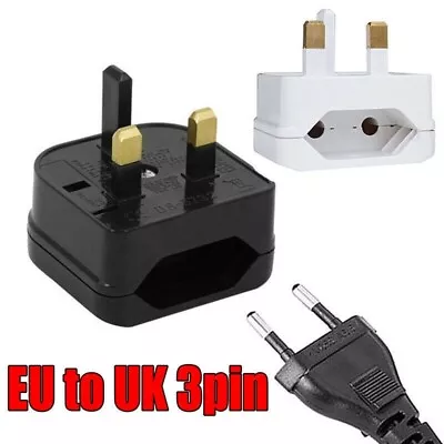 EU European Euro Europe 2-Pin To 3-Pin - UK Travel Plug Socket Converter Adapter • £10.99