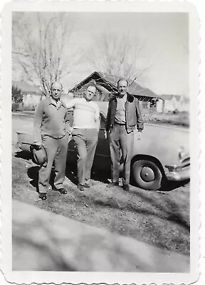 2 Vintage Photos 1951 Men Woman Car Log Cabin Billings Montana MT • $6