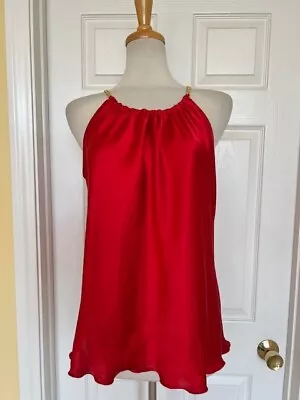 NICOLE MILLER Red Satin Top Size M • $14.99