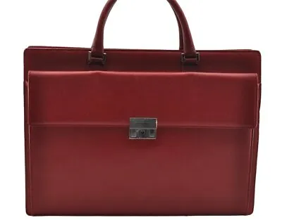Authentic BURBERRY Vintage Leather Briefcase Business Hand Bag Red 2449I • $26
