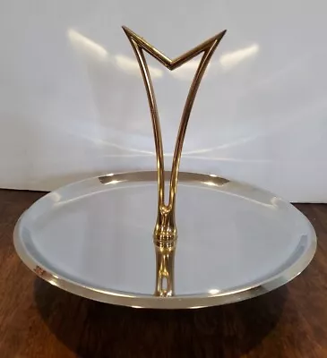 Vintage Mid Century Atomic Pedestal Hors D 'Oeuvres Serving Tray 8.75 In Kromex? • $19.99
