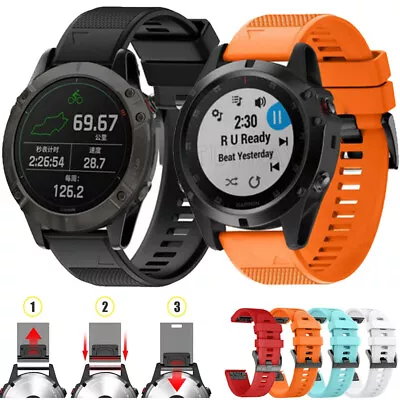 Quick Fit Silicone Watch Band Strap For Garmin Fenix 5 5X 6 6X Pro 7 7X Solar 3 • $9.55