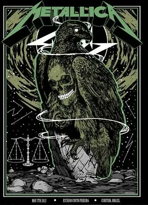 METALLICA CURITIBA 5/7/2022 SCREEN PRINTED CONCERT POSTER #224 Or #241/350 • $119.99