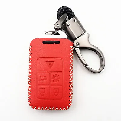 Red Leather For Volvo S60 S80 V60 V70 XC60 XC70 V40 5 Buttons Key Fob Cover • $10