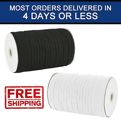 1/4 Inch BLACK WHITE Elastic Band Trim For DIY Face Masks From 1 To 190 Yards • $59.95