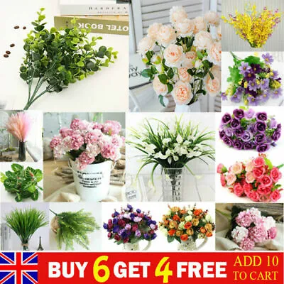 Artificial Silk Flowers Rose Lily Bunch Wedding Party Home Outdoor Bouquet Decor • £2.99