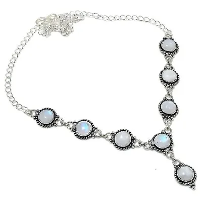 Rainbow Moonstone Gemstone Handmade 925 Sterling Silver Jewelry Necklaces Sz 18  • $10.44