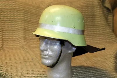 Vintage German Fire Fighter Helmet Glows In The Dark With Neck Protector • $65