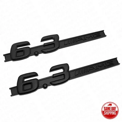 2x Black OEM ABS 6.3 AMG Emblem Fender Logo Badge Nameplate Decoration Sport • $17.99