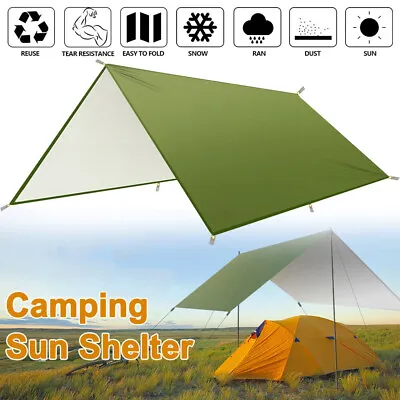 Tent Tarp Outdoor Survival Shelter Camping Tent Tarpaulin Hammock Sunshade Cover • £17.89