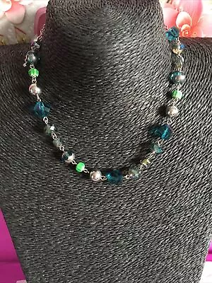 £1.99 • Buy M&S Pretty Silver Tone Faceted Bead Collar Necklace 