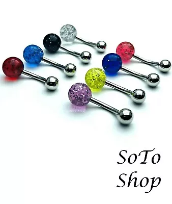 Acrylic & Glitter Belly Bar Navel Piercing Jewellery Singles & Packs Free Post • £2.79