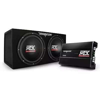 MTX Audio TNP212D2 Terminator Series Dual 12  Sealed Enclosure And Mono Amp • $279.95