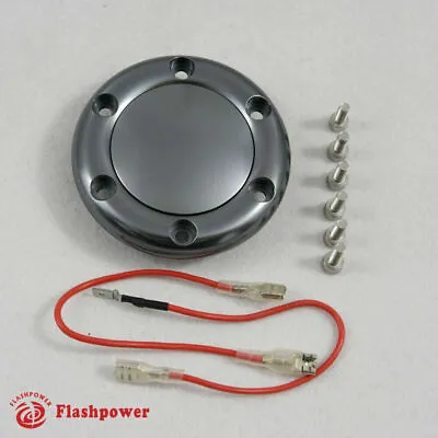 Billet Flashpower Horn Button For 6 Bolt Steering Wheel MoMo NRG Gun Metal • $29.50