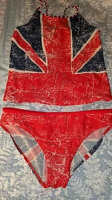 £7.36 • Buy George Girls Sz. 12-13 Union Jack Two Piece Tankini Swimsuit. Fun
