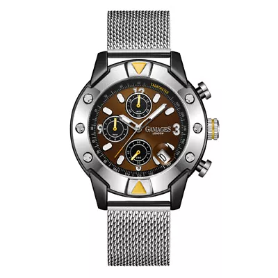 Mens Watch Chronograph Silver Seiko Mecha-Industrial Mesh Bracelet GAMAGES • £59.99