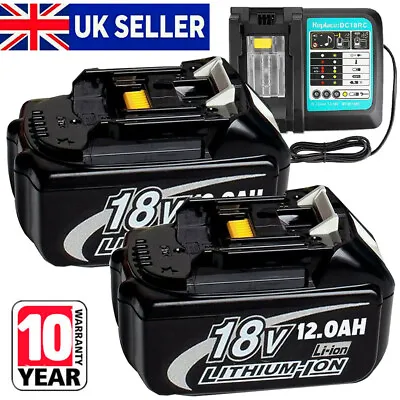 2X For Makita 18V Battery/Charger  12.0Ah BL1830 BL1850 BL1860 LXT LED Indicator • £83.98