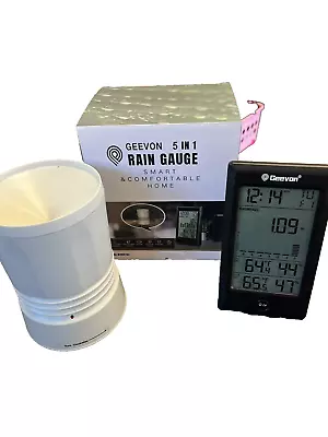 Geevon Wireless Rain Gauge 5 In 1 Self-Emptying Rain Sensor 50M Range • $35