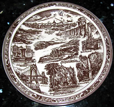 Vintage PORTLAND *Orpha Klinker Artist Sepia Brown Collector Plate Vernon Kilns • $17.50