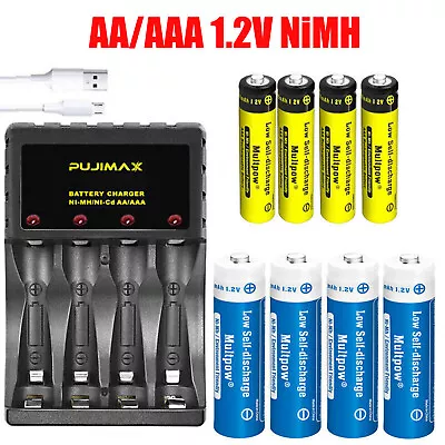 2-12x AA/AAA 1.2V NiMH Rechargeable Batteries High Performance 2600mAh/1100mAh • £9.59