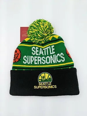 Mitchell & Ness Seattle Supersonics NBA Team Isle HWC Pom Beanie Hat NWT • $23.99