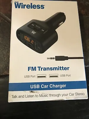 Just Wireless FM Transmitter & Dual Port Car Charger LED Display Black  • $9