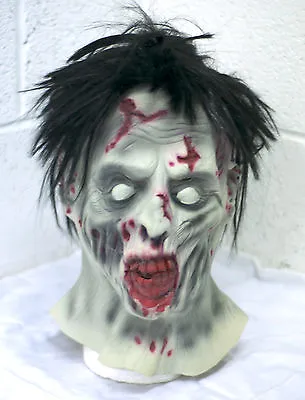 Zombie Mask Walker Bloody Undead Full Head Latex Deluxe Fancy Dress Halloween • £14.99