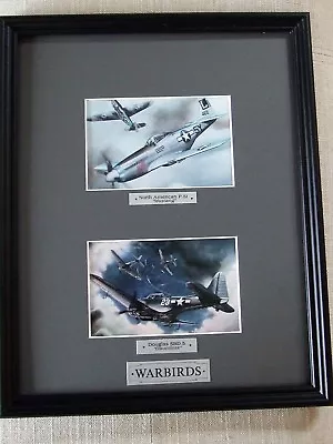 12  X 15  Black Framed Matted Prints - (4  X 6 ) P-51 Mustang And SBD Dauntless  • $59.95