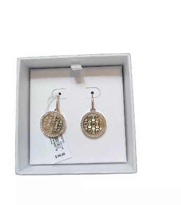 Michael Kors Monogram Yellow Gold Drop Earrings Pearl Crystal MKJ5367710 BOX • $44.99