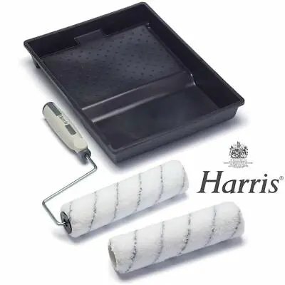 Harris 9  Paint Roller Set Complete Decorating Kit With 2 Sleeves Tray Roller • £7.95