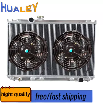 2Row Aluminum Radiator+Fan For 1999 2000 01 02 03 Toyota Crown 2.5 6cyl 1JZ-GTE • $335