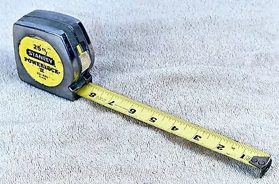 Vintage Stanley Powerlock II 25' Tape Measure Model 33-425 Yellow Tape USA Made • $13.95