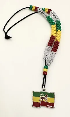 $16.85 • Buy Rasta Lion Of Judah Flag Beaded Necklace Hand Assembled Red/Green/Yellow Color