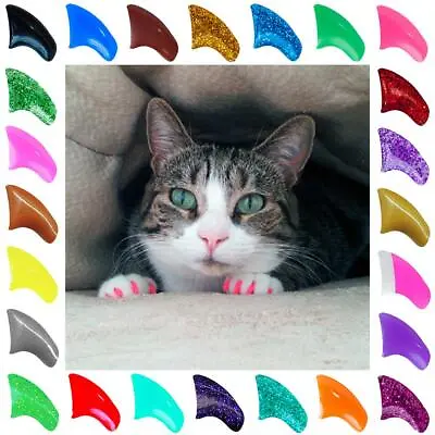 Soft Purrdy Paws Nail Caps For Cat Claws Grooming ~ 1 YEAR Supply EXTRA ADHESIVE • $16.08