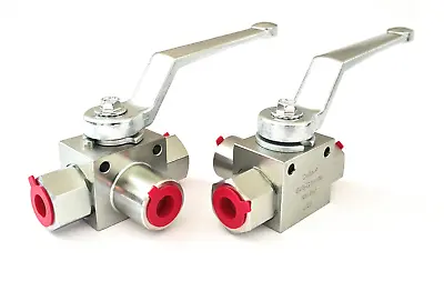 3 Way Hydraulic Ball Valve 1/4  - 1  BSP - With 'L' Or 'T' Ports - 500 Bar MWP • £20.75