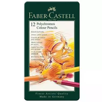 Faber-Castell Colour Pencils Polychromos Thick 3.8 Mm Lead Tin Of 12 (110012) • $19.26