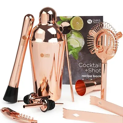 Rose Gold Cocktail Set Shaker Mixer Stainless Steel Bartender Kit Christmas Xmas • £22.99