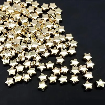 Star Spacer Beads Gold Findings Celestial Jewelry 5 Point Jewelry Making Set 50 • $4.88