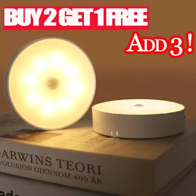 £3.80 • Buy 10Led Motion Sensor Light PIR Battery USB Wireless Wall Cabinet Stair Night Lamp