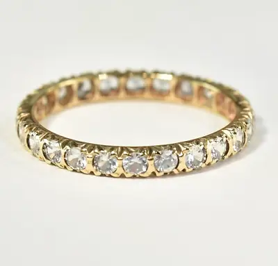 Vintage 9 K Gold Eternity Band 24 Lab Created White Sapphires  Great Britain ? • $169