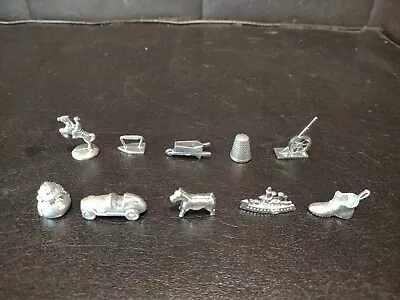 Vintage Lot 10 Different Monopoly Board Game Metal Pieces Car Dog Iron Thimble • $12.99