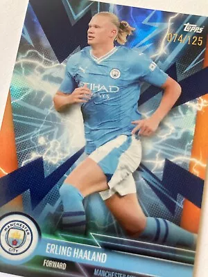 2023-24 Topps Manchester City Soccer Erling Haaland Range Lightning 74/125 • $33.99