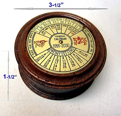 Vintage Wooden Perpetual Calendar Brass Dial From Nautical Collection Unused • $24.99