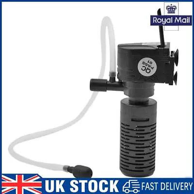 3 In 1 Fish Tank Filter Black Water Purifier Pump Multi-function For Garden Pond • £8.19