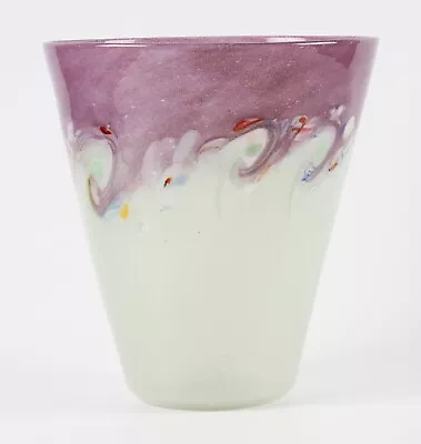 Large Vasart Pale Green And Mauve Conical Shaped Vase Height 22.5cm • £74.99