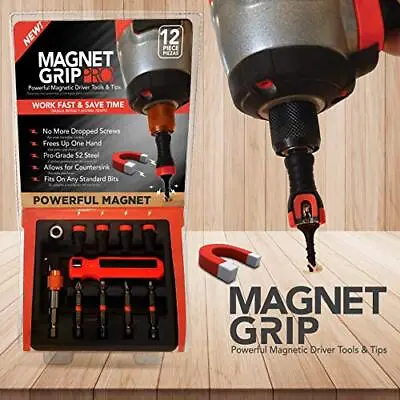 Magnet Grip Pro Magnetic Drill Bit Set  Allows Countersink 12 Pieces • $12.88