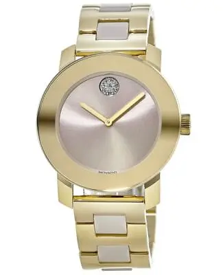 $532.89 • Buy Movado Bold Gold Tone Ceramic Beige Dial Women's Watch 3600640-PO