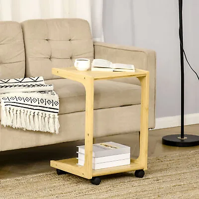 £32.99 • Buy C-Shaped Side Table, Mobile End Table, Under Sofa Table With Wheels
