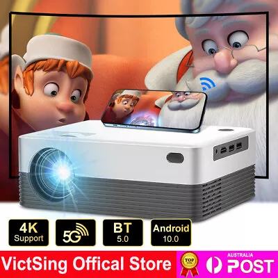 4K 5G WiFi Bluetooth Android Projector 1080P 3D LED Home Theater Cinema HDMI USB • $131.99