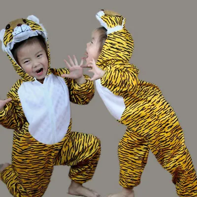 Unisex Child Kid Animal Tiger Fancy Dress Costume For Boys Girls Jumpsuit Outfit • £13.18